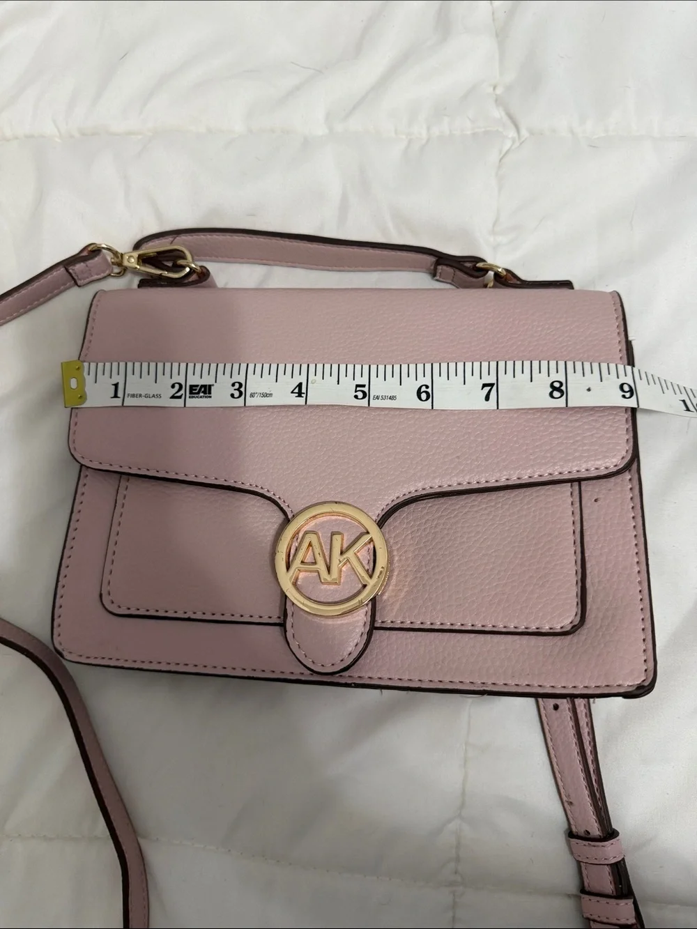 Anne Klein Blush Pink Pebbled Leather Satchel with AK Logo